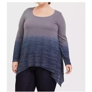 Torrid Womens Super Soft Plush V-Neck Sharkbite Hem Ombre Tee Plus 2X T-Shirt